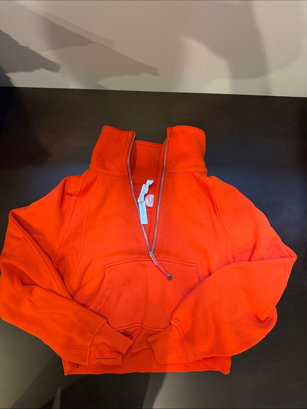 Lululemon Women's Half-Zip Funnel Neck Cropped Sweatshirt - Bright Orange